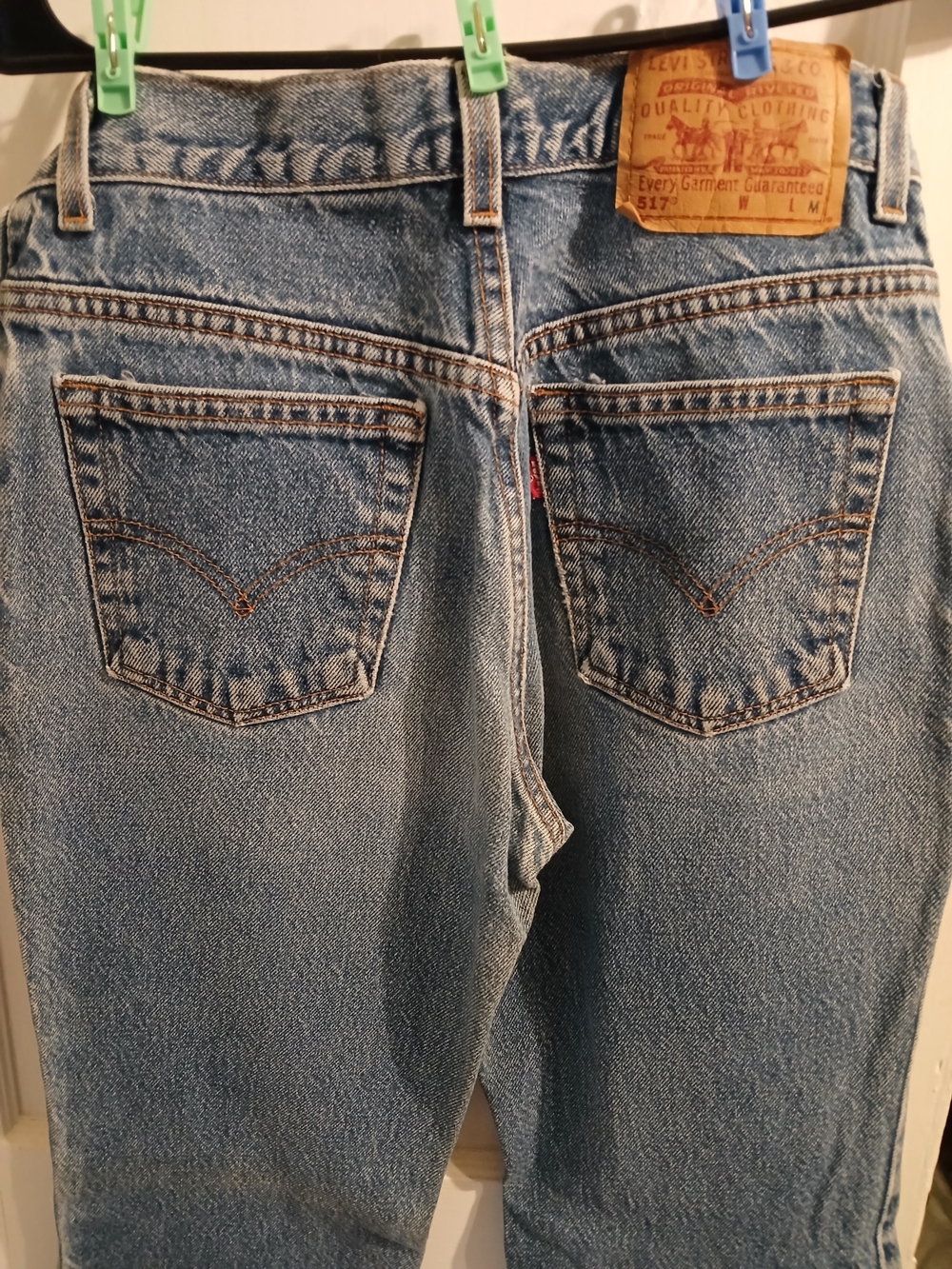 Levi's 517 Slim Fit 7 Juniors Boot Cut Jeans-Blue with Orange Stitching Vintage - Picture 10 of 16